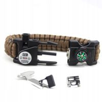 BRANSOLETKA OPASKA SURVIVALOWA SOS PARACORD 19w1KRZESIWO KOMPAS