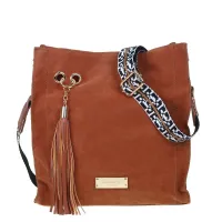 monnari torebka listonoszka brązowy  z frędzlem