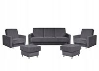 Zestaw wypoczynkowy wersalka fotele antracyt szary
