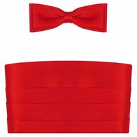 Czerwony pas smokingowy z muchą / muszką męską P01