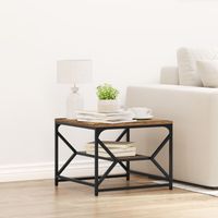 Stolik kawowy  z półką, Stare drewno, 51x50x40 cm, Drewno inżynieryjne