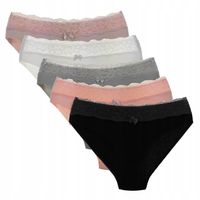 Majtki damskie figi laserowo cięte wykończone koronką 6-Pak rozm. L Moraj