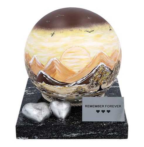 Urna pogrzebowa z motywem zachodzącego słońca Artystyczna urna na prochy na Arena.pl