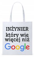 Torba Biała Eco Shopper Dla Inżyniera Prezent Z Nadrukiem Ze Zdjęciem