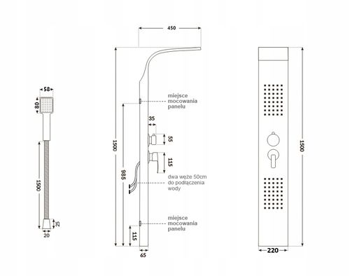 Bateria panel prysznicowy chromowany na Arena.pl