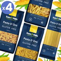 4x MIX Makaron bezglutenowy kukurydziany zdrowy warzywny 500g SamMills