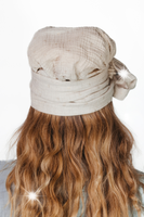 Damska chusta Lara 520 turban w naturalnym kolorze beżowym Produkt Polski