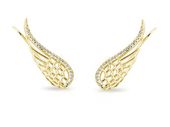 Eleganckie pozłacane srebrne kolczyki nausznice skrzydła skrzydełka z cyrkoniami srebro 925 Z1606E_G