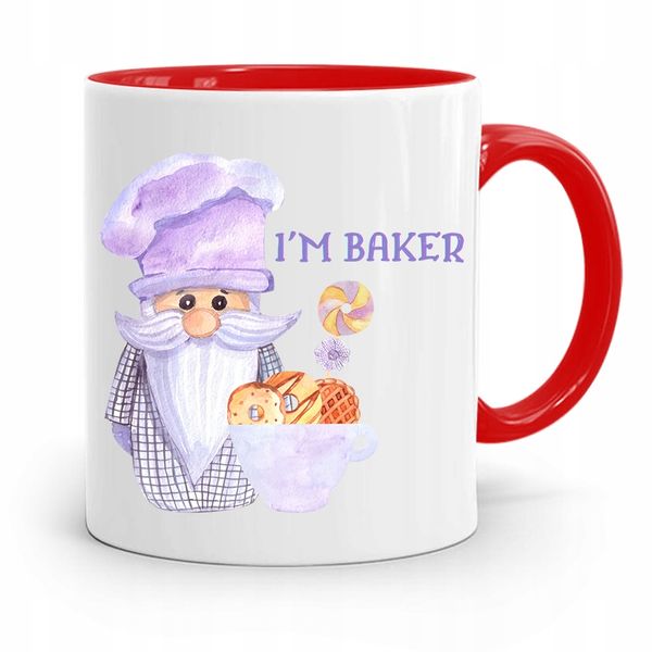 Kubek Czerwony Dla Piekarza Im Baker Prezent Z Nadrukiem Ze Zdjęciem zdjęcie 1