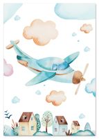 Plakat do pokoju dziecka samolot w chmurach 61x91 cm