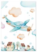 Plakat do pokoju dziecka samolot w chmurach 70x100 cm