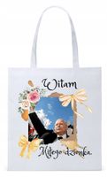 Śmieszny Pis Kaczyński Torba Eco Biała Shopper Z Nadrukiem Ze Zdjęciem