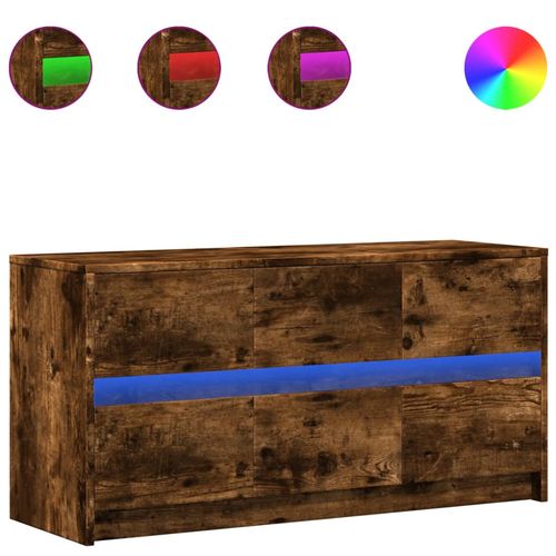 Szafka pod TV z LED, przydymiony dąb, 100x34x50 cm na Arena.pl