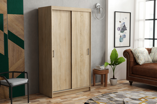 SZAFA DWUDRZWIOWA PRZESUWNA SONOMA 110CM pojemna garderoba do sypialni na Arena.pl
