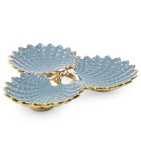 Patera trójdzielna w formie liści HIRAL 37x35x6 niebieska + złota