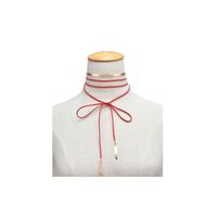 naszyjnik choker opalizujący - bordowy n493bor