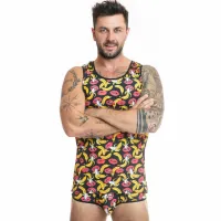 anais men top bananowy xl - bezrękawnik, lycra, wzor bananow