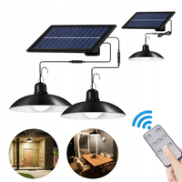 Żyrandol solarny podwojny LED lampa solarna wisząca sufitowa czujnik