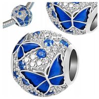 Charms zawieszka Błękitny połyskujący motyl srebrny charms SREBRO s925
