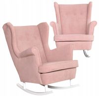 Fotel uszak bujany skandynawski welur pudrowy Hunter Family Meble różowy