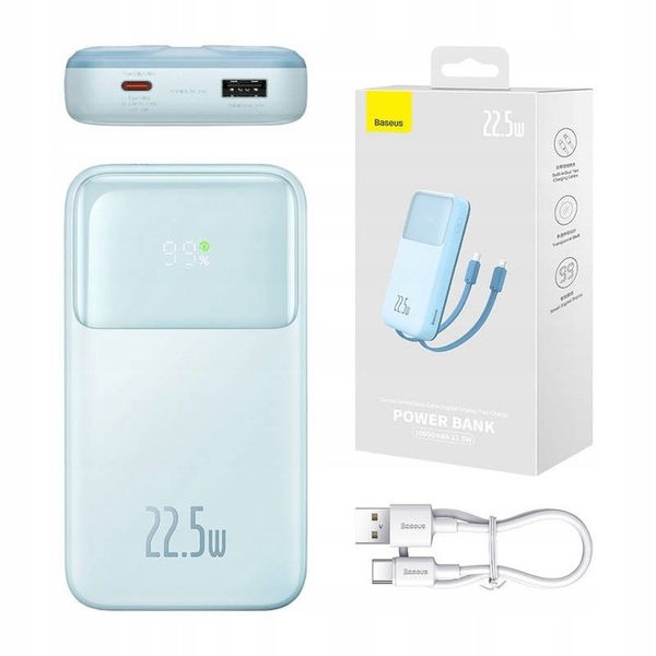 BASEUS POWERBANK 10000MAH 22.5W USB-A USB-C LIGHTNING DO TELEFONU KABEL zdjęcie 1