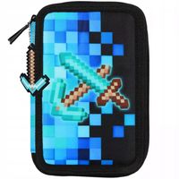 PIÓRNIK SZKOLNY TRZYKOMOROWY POTRÓJNY Z WYPOSAŻENIEM DLA CHŁOPCA PIKSELE