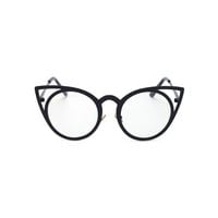 okulary "royal cat eyes" - czarne zerówki ok70wz7