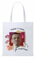 Mateusz Morawiecki Pis Torba Eco Biała Shopper Z Nadrukiem Ze Zdjęciem