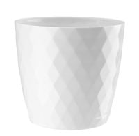 Doniczka osłonka plastikowa CRISTAL 18 cm biała połysk wzór karo romby