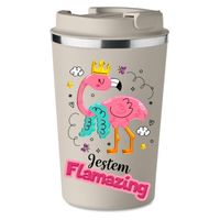 KUBEK TERMICZNY Premium beżowy prezent JESTEM FLAMAZING FLAMING KT_443_b