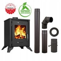 PIEC PIECYK KOMINEK KOZA ZEFIR STALOWY W14 7KW + AKCESORIA KOMINKOWE ZESTAW