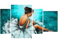 OBRAZ BALETNICA TURKUSOWYM TLE