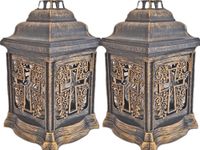 ZNICZ ZNICZE LAMPION NA GRÓB ZESTAW 2 SZTUKI 2070 KRZYŻ ZŁOTO +WKŁAD
