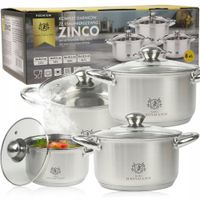 ZESTAW 4SZT GARNKÓW STAL NIERDZEWNA Z POKRYWKAMI INDUKCJA GAZ