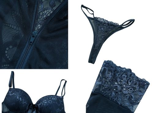 Komplet bielizny gorset pończochy stringi 8k XXL na Arena.pl