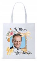 Donald Tusk Platforma Torba Eco Biała Shopper Z Nadrukiem Ze Zdjęciem