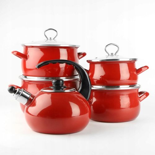 Garnek emaliowany czerwony HELENA 6,5L Gaz Indukcja Tradycyjny na Arena.pl