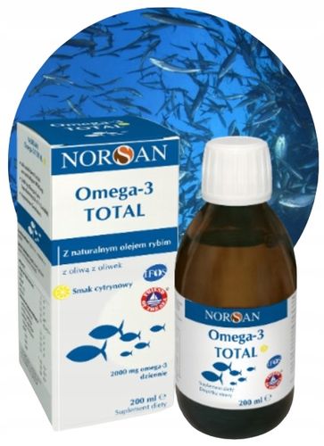 NORSAN OMEGA-3 TOTAL smak cytrynowy płyn OLEJ RYBI WITAMINA D 200 ml na Arena.pl