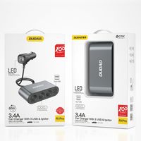 ładowarka samochodowa 2x usb + rozdzielacz gniazda zapalniczki 3x czarny