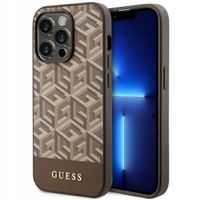 2 x ETUI SILIKONOWE GUESS GCUBE STRIPES MAGSAFE DO IPHONE 14 PRO BRĄZOWE