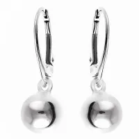 ELEGANCKIE WISZĄCE SREBRNE KOLCZYKI GŁADKIE KULKI KULE 8MM BALLS