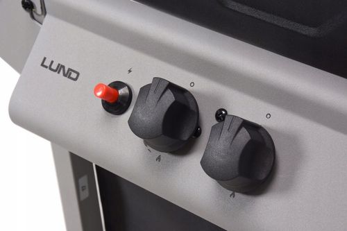 GRILL GAZOWY OGRODOWY BAVEN 2 PALNIKI, 5,5KW Z POKRYWĄ Z TERMOMETREM LUND na Arena.pl