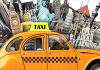 Fototapeta 3D widok miasto zabytki taxi 200x130 FL