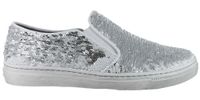 Gabor Półbuty damskie - wsuwane cekiny - rozmiar 38 - biało-srebrne, skóra