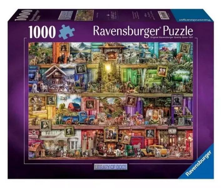 Puzzle 1000 Psy w bibliotece zdjęcie 1