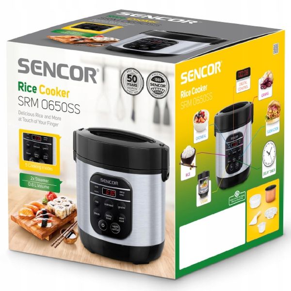 Garnek do gotowania ryżu warzyw RYŻOWAR 0,6L 360W srebrny Sencor SRM 0650SS zdjęcie 9