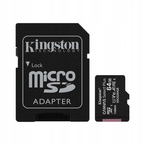 kingston karta pamięci microsd 64gb canvas select plus 100mb/s adapter na Arena.pl