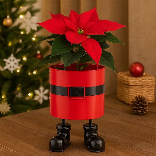 Osłonka Doniczka Świąteczna figurka Mikołaj stojak na choinkę 26 cm na Arena.pl