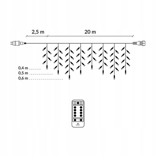 SOPLE 1000 LED LAMPKI ZEWNĘTRZNE 45m PILOT FLASH GIRLANDA ŚWIETLNA KURTYNA na Arena.pl