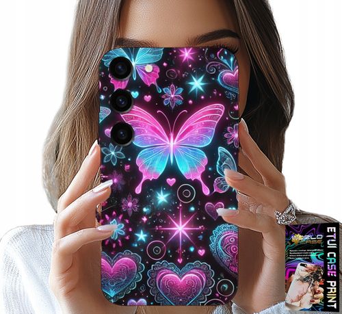 ETUI DO SAMSUNG GALAXY S23 - KOLOROWY MOTYLEK SERCE MODNE WZORY CASE na Arena.pl